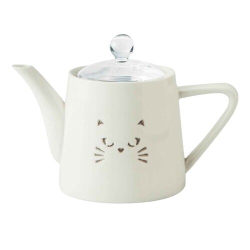 ティーポット 510ml 透かし 磁器 ネコ×2