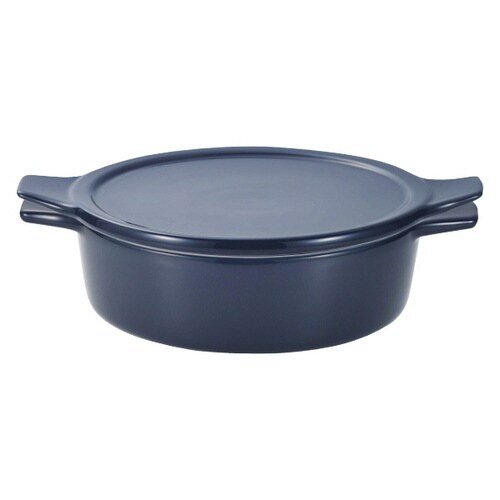 電子レンジ調理器 15cm 浅型 ネイビー×2