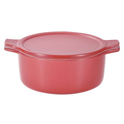 電子レンジ調理器 15cm 深型 レッド×2