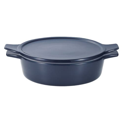 電子レンジ調理器 18cm 浅型 ネイビー×2