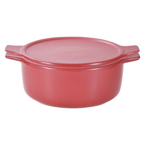 電子レンジ調理器 18cm 深型 レッド×2