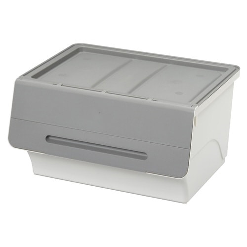 収納ボックス前開きフロックワイド30グレー×2