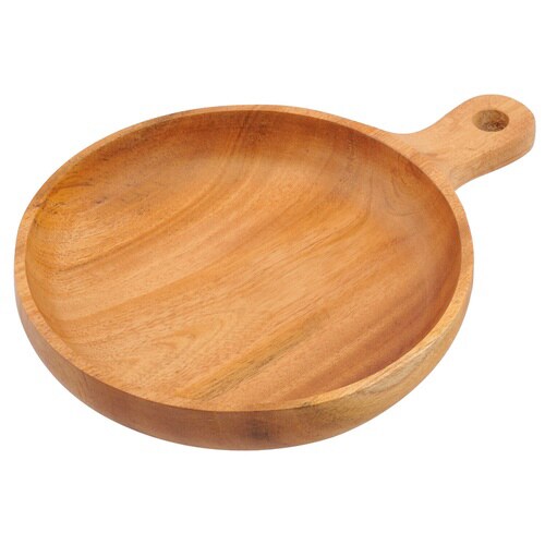 木製食器 ハンドル付プレート17cm ウッドブレス