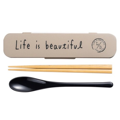 コンビセット 箸 スプーン 18cm グレー×2