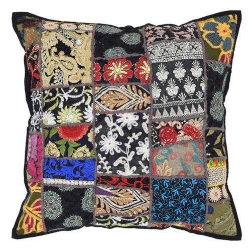 クッションカバー カンバディアパッチ チャコール