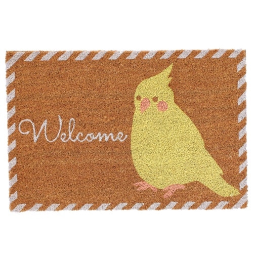 玄関マット 屋外兼用 コイヤー オカメインコ×2