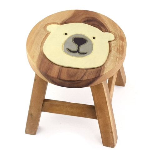スツール シロクマ 木製 天然木 丸椅子