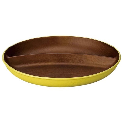 ランチプレート 24cm 木目調 イエロー×2