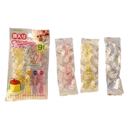 使い捨て 袋入りミニスプーン 9本入 アニマル