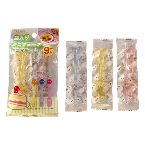 使い捨て 袋入りミニフォーク 9本入 アニマル