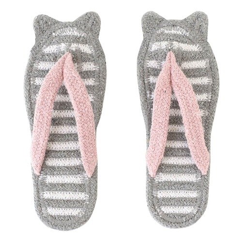 スリッパ コットンサンダル アニマル 耳付き ネコ