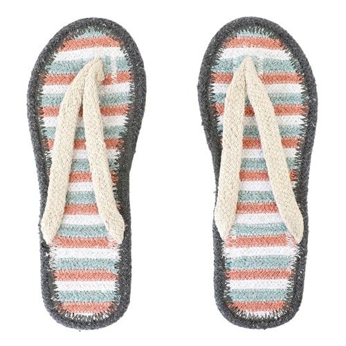 スリッパ コットンサンダル ボーダーピンク(L)