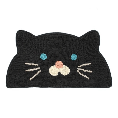 玄関マット35×70cm室内半円形クロネコ×2