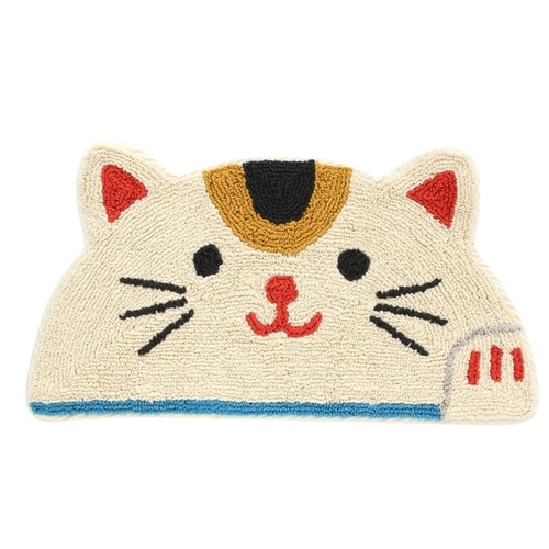 玄関マット 35×70cm 室内 半円形 招き猫
