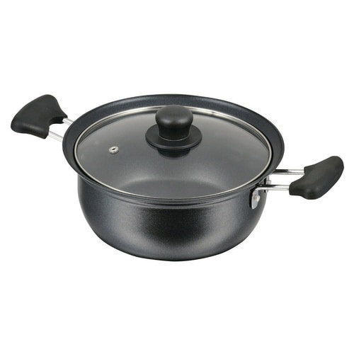 両手鍋 20cm IH対応 ガラス蓋付き