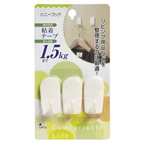 フック ハニーフック 粘着フック 3個入り
