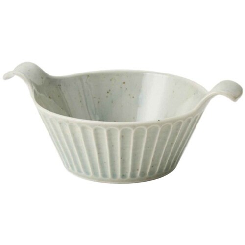 グラタン皿 ラウンド 19cm 持ち手付き グレー