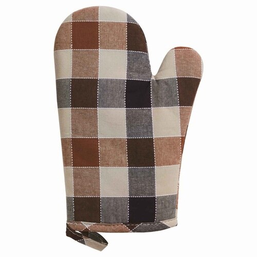 ミトン キッチンミトン チェックブラウン
