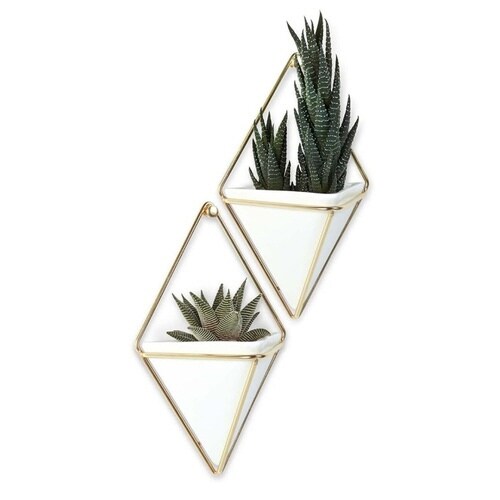 Umbra プランター ホワイト×ブラス×2