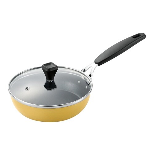 フライパン 16cm IH対応 鉄製 イエロー
