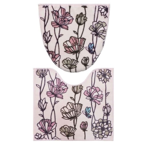 トイレ蓋カバートイレマット2点セットポピー×2