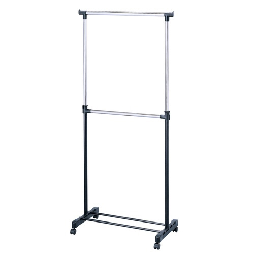 ハンガーラック 2段パイプハンガー ブラック