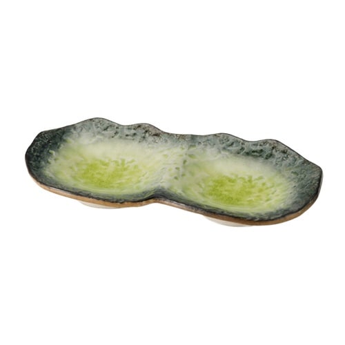 仕切り皿 19.5cm プレート 2つ仕切り 黄