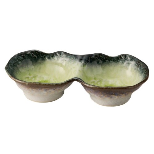 小鉢 2つ仕切り 19cm ボウル 黄×2