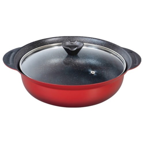 卓上鍋 30cm IH対応 ガラス蓋付き フチ付き