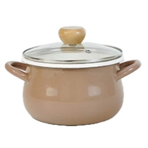 両手鍋 18cm IH対応 ホーロー製 ブラウン