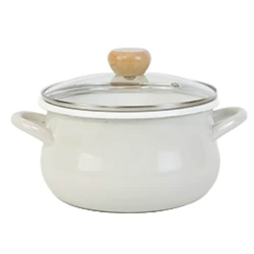 両手鍋 20cm IH対応 ホーロー製 グレージュ