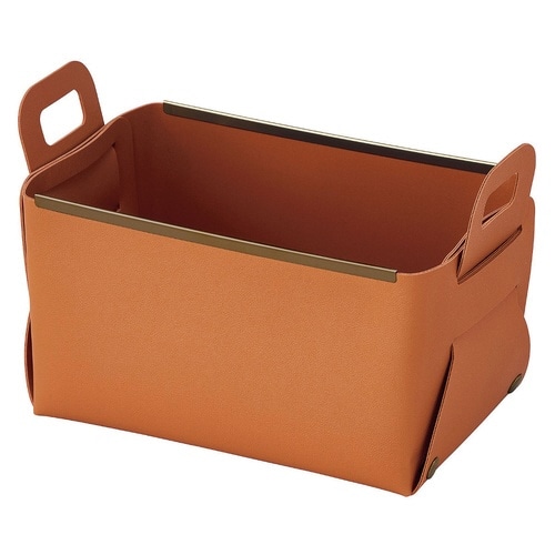 収納ボックス フェイクレザー キャメル×2