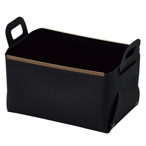 収納ボックス フェイクレザー ブラック×2