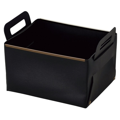 収納ボックス フェイクレザー ブラック×2