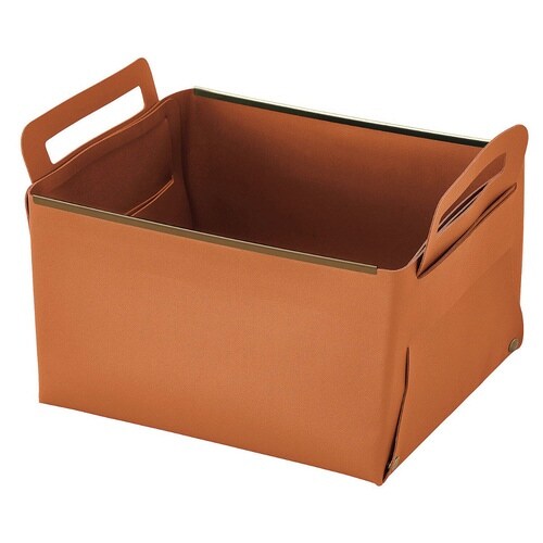 収納ボックス フェイクレザー キャメル