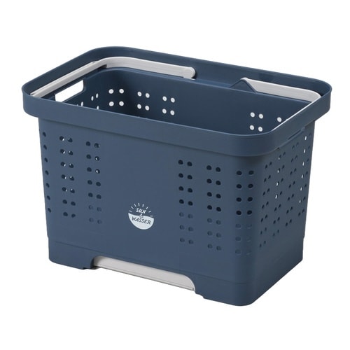 ランドリーバスケット折りたたみディープブルー×2
