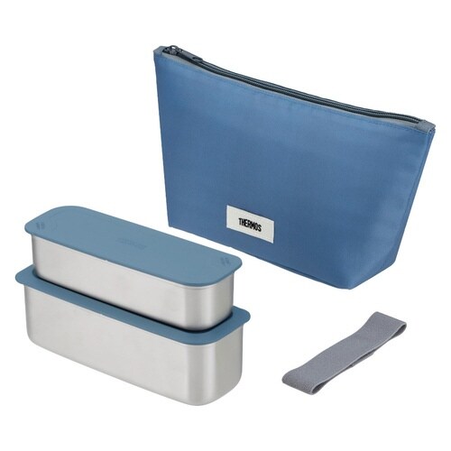 サーモス 弁当箱 2段 635ml グレーネイビー