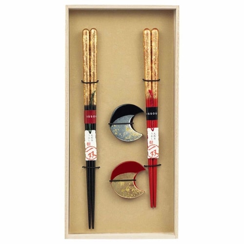 夫婦箸 一双 瑞雲&箸置暁月2P