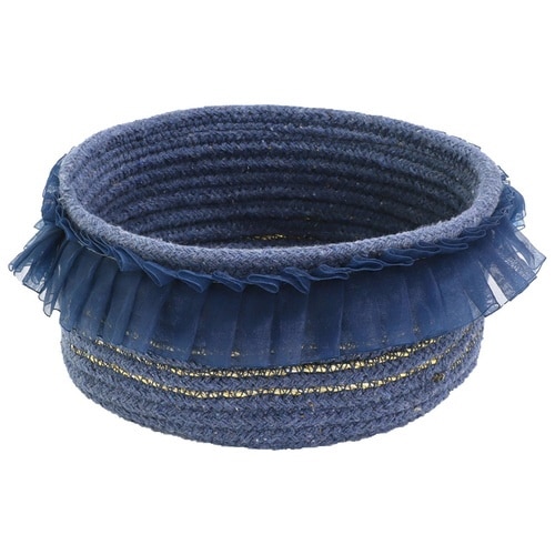 かご バスケット フリル 22cm ネイビー