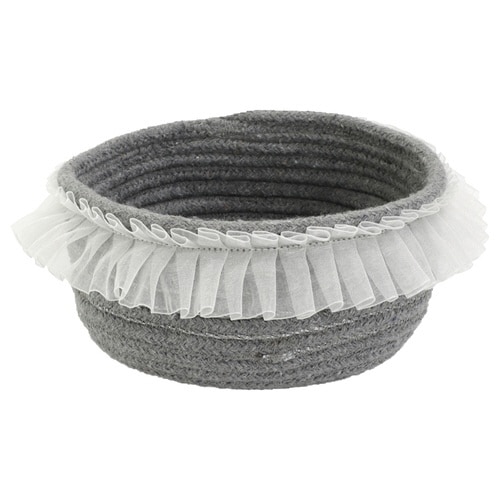 かご バスケット フリル 22cm グレー