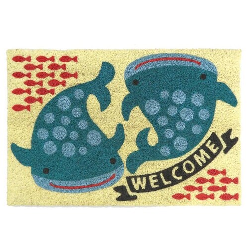 玄関マット 屋外兼用 コイヤー ジンベエザメ×2