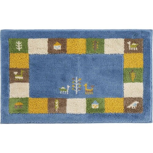 玄関マット 洗える コーナー吸着 シエラ×ブルー