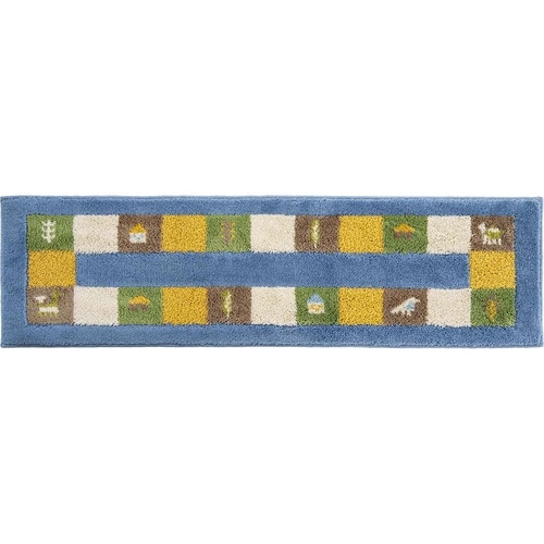 玄関マット 洗える コーナー吸着 シエラ×ブルー