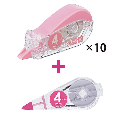 修正テープ 微修正 4mm幅 本体10個+詰替1個