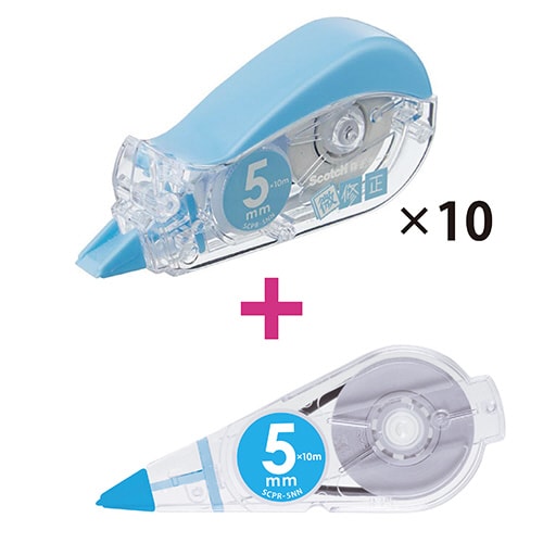 修正テープ 微修正 5mm幅 本体10個+詰替1個