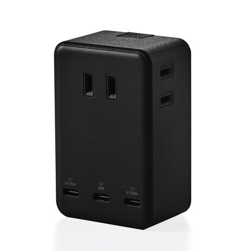 電源タップ コンセント×3 C×3 ブラック