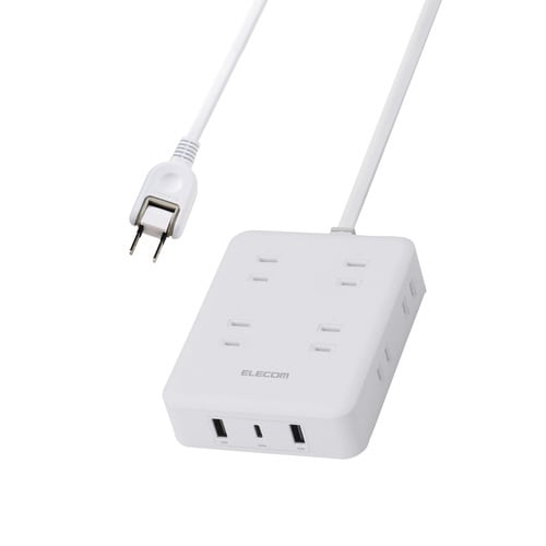 電源タップ USB延長コード 8個口 ホワイト