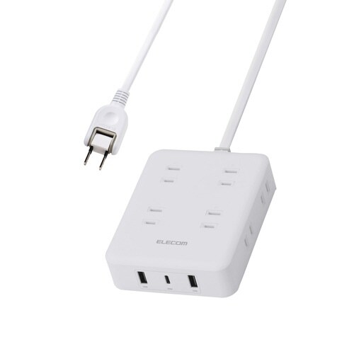電源タップ USB延長コード 8個口 ホワイト