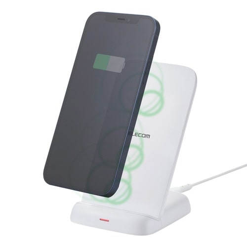 ワイヤレス充電器 Qi認証 スタンド 12W 白