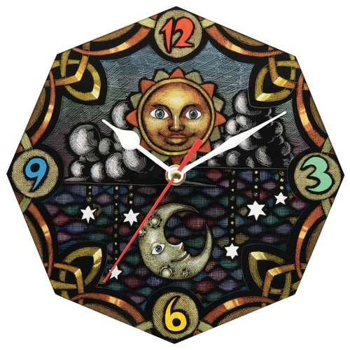 八角アートガラス時計